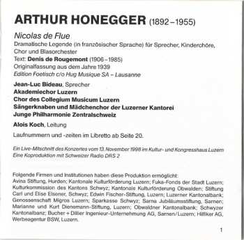 CD Arthur Honegger: Nicolas De Flue 443142