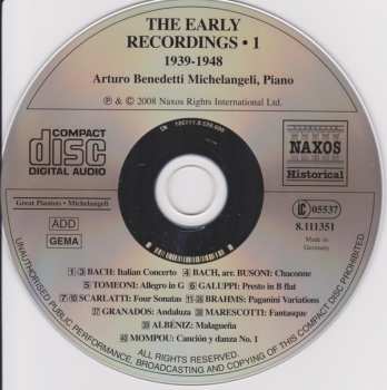 CD Arturo Benedetti Michelangeli: The Early Recordings - 1 324997