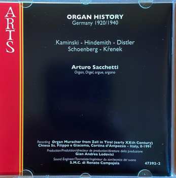 CD Arturo Sacchetti: Organ History - Germany 1920/1940 607779