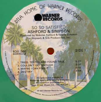 LP Ashford & Simpson: So So Satisfied CLR | LTD 594202