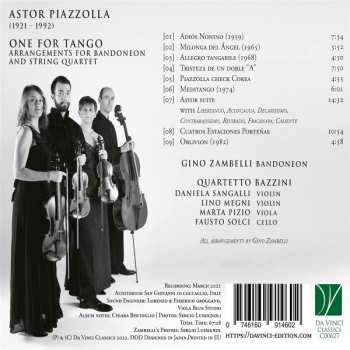 CD Astor Piazzolla: One For Tango (Arrangements For Bandoneon And String Quartet) 587418