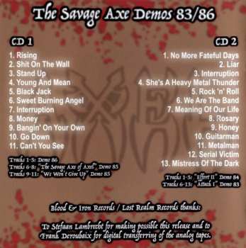 2CD Axel: The Savage Axe Demos 83/86 LTD 325258