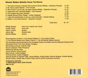 CD Balázs Elemér Quintet: Always That Moment 286123