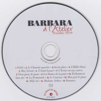 CD Barbara: À L'Atelier, Bruxelles 1954 DIGI 520156