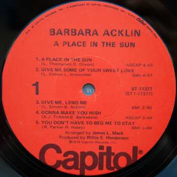 LP Barbara Acklin: A Place In The Sun 590764