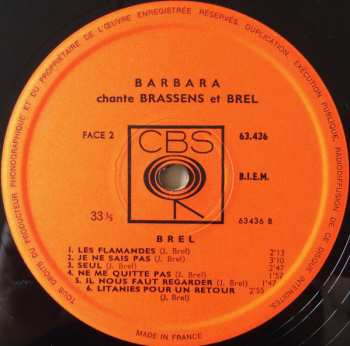 LP Barbara: Barbara Chante Brassens Et Brel 647808