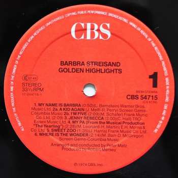 LP Barbra Streisand: Golden Highlights 623891