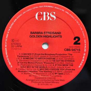 LP Barbra Streisand: Golden Highlights 623891