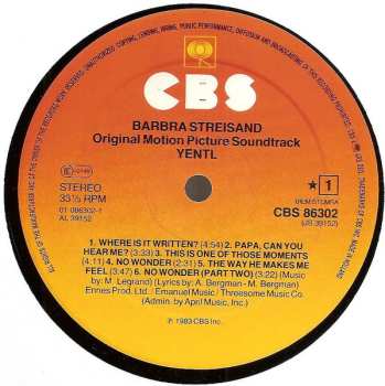 LP Barbra Streisand: Yentl - Original Motion Picture Soundtrack 623869