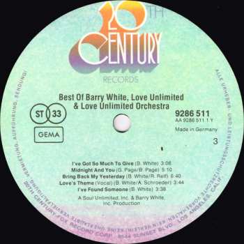 2LP Love Unlimited Orchestra: Best Of Barry White, Love Unlimited & Love Unlimited Orchestra 645543