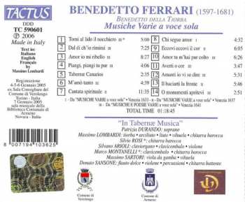 CD Benedetto Ferrari: Musiche Varie A Voce Sola 239198