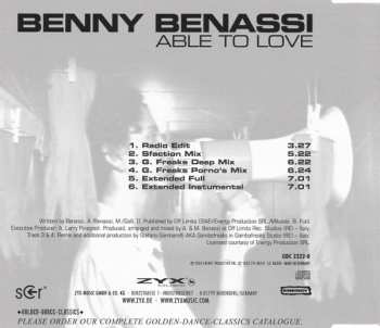 CD Benny Benassi: Able To Love 566688