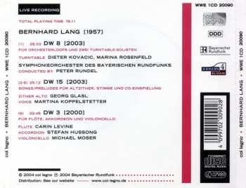 CD Bernhard Lang: Musica Viva 10 : DW 8 I DW 15 I DW 3 290593