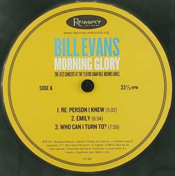 2LP The Bill Evans Trio: Morning Glory: The 1973 Concert At The Teatro Gran Rex, Buenos Aires DLX | LTD | NUM 630576