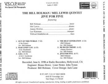 CD Bill Holman / Mel Lewis Quintet: Jive For Five 612366