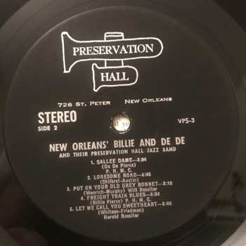 LP Preservation Hall Jazz Band: New Orleans' Billie & De De And Their Preservation Hall Jazz Band 609795