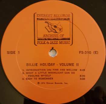 LP Billie Holiday: Billie Holiday Volume II 609796