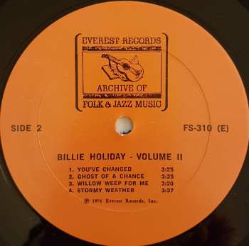 LP Billie Holiday: Billie Holiday Volume II 609796