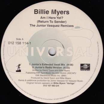 LP Billie Myers: Am I Here Yet? (Return To Sender) The Junior Vasquez Remixes 588454