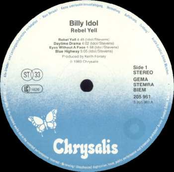 LP Billy Idol: Rebel Yell 655661