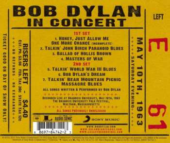 CD Bob Dylan: In Concert - Brandeis University 1963 5444