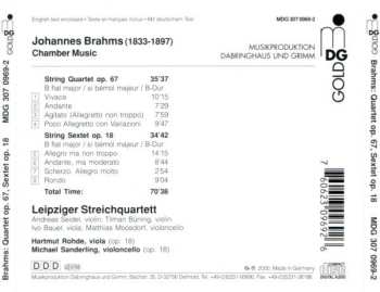 CD Johannes Brahms: String Sextet Op. 18 B Flat Major / String Quartet Op. 67 B Flat Major 638337