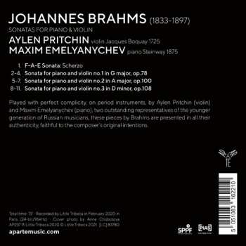 CD Johannes Brahms: Sonatas For Piano And Violin   545703