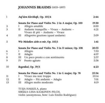 CD Johannes Brahms: Sonatas For Piano And Violin On Period Instruments 546660