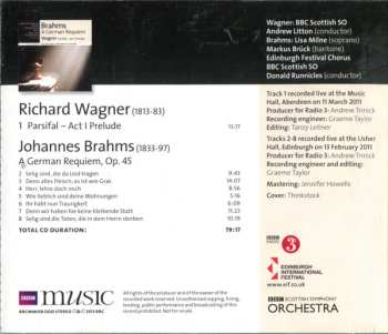 CD Johannes Brahms: A German Requiem / Parsifal - Act I Prelude 655153