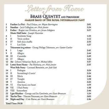 SACD Brass Quintet And Percussion Marine Band Of The Royal Netherlands Navy: Letter From Home 492391