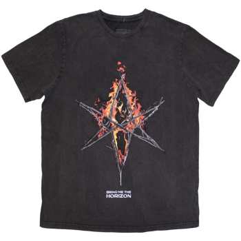 Merch Bring Me the Horizon: Bring Me The Horizon Unisex T-shirt: Flame Hex & Text Logo (wash Collection) (large) L