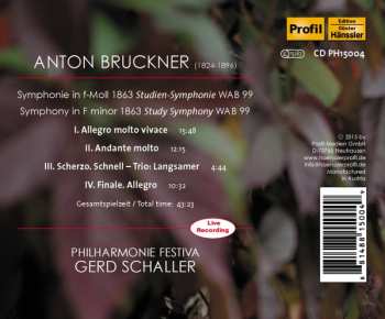 CD Anton Bruckner: Symphony In F Minor 1863 Study Symphony 565866