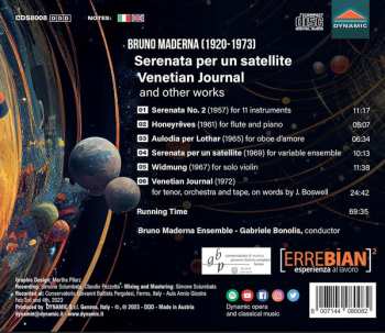 CD Bruno Maderna: Serenata Per Un Satellite, Venetian Journal And Other Works 562645