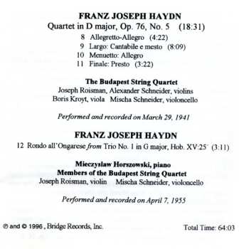 CD Budapest String Quartet: Haydn / Beethoven 551395