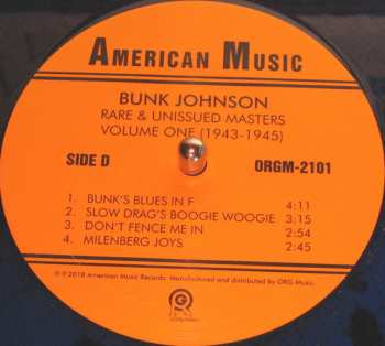 2LP Bunk Johnson: Rare And Unissued Masters Volume One (1943-1945) LTD | CLR 361860