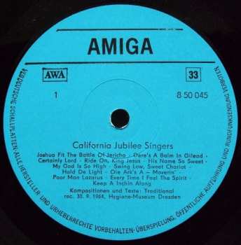 LP California Jubilee Singers: California Jubilee Singers 587024