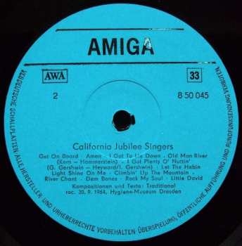 LP California Jubilee Singers: California Jubilee Singers 587024