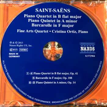 CD Camille Saint-Saëns: Piano Quartet In B Flat Major / Piano Quintet In A Minor / Barcarolle In F Major 274857