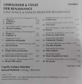 CD Konrad Ruhland: Liebeslieder & Tänze der Renaissance - Love songs & dances from the Renaissance - Capella Antiqua München / Konrad Ruhland 649447