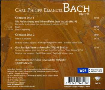 2CD Carl Philipp Emanuel Bach: Die Auferstehung Und Himmelfahrt Jesu WQ 240 Oratorium / Osterkantate WQ 244 659353