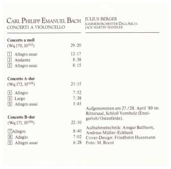 CD Carl Philipp Emanuel Bach: Concerti A Violoncello 566961