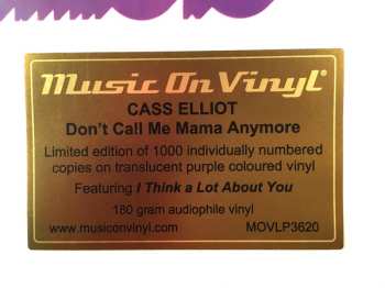 LP Cass Elliot: Don't Call Me Mama Anymore CLR | LTD | NUM 550926