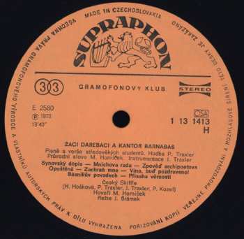 LP Český Skiffle: Žáci Darebáci A Kantor Barnabáš, "Písně Žáků Darekáků" 358000