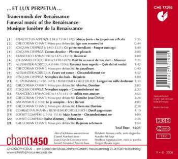 CD Chant 1450: ... Et Lux Perpetua ... : Trauermusik Der Renaissance = Funeral Music Of The Renaissance = Musique Funèbre de la Renaissance 489443