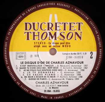 LP Charles Aznavour: Le Disque D'or De Charles Aznavour 543547