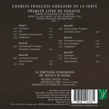 CD Charles-François-Grégoire De La Ferté: Premier Livre De Sonates Pour Le Violon Et La Basse, Vol. I 574088