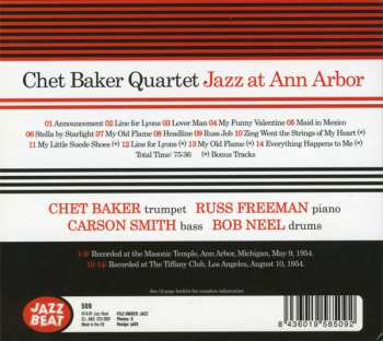 CD Chet Baker Quartet: Jazz At Ann Arbor 624645