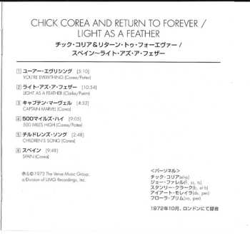 CD Return To Forever: Light As A Feather 662587