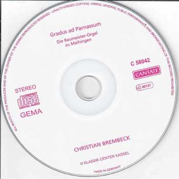 CD Christian Brembeck: Gradus Ad Parnassum / Süddeutsche Orgelkunst • The Art Of South German Organ Music 572616