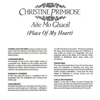 CD Christine Primrose: Aite Mo Ghaoil = Place Of My Heart 545924